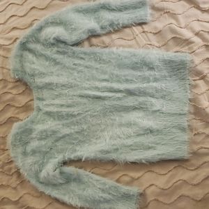 Aqua fuzzy sweater top retro